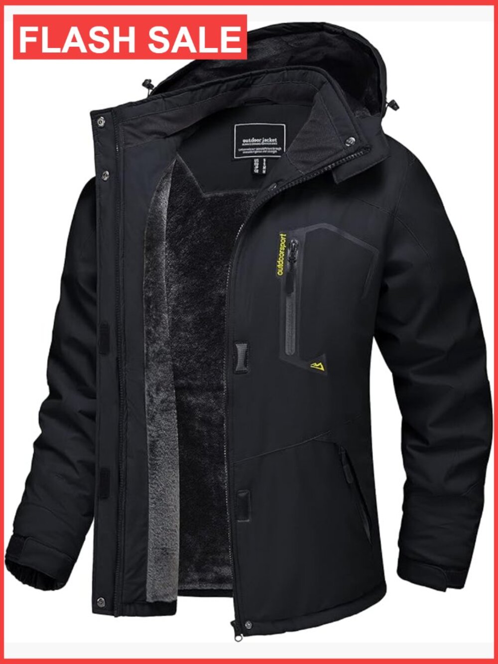 Waterproof Ski Jacket with Fleece Lining and Detachable Hood
